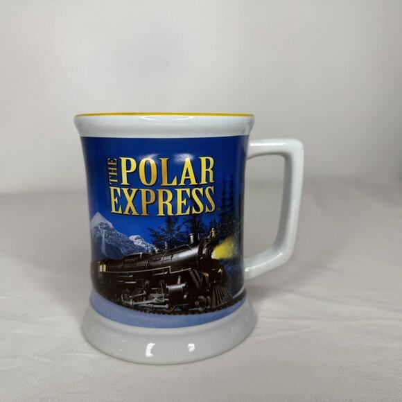 Polar Express Train Mug Blue Ceramic Coffee Cup Warner Bros Christmas - Picture 1 of 3